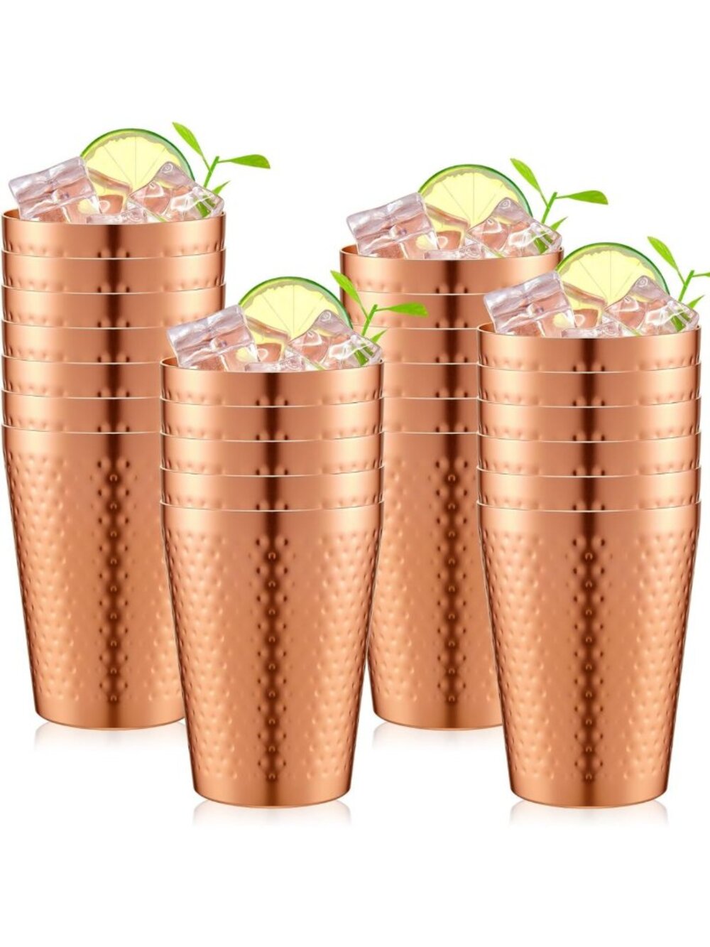 24 Pcs Copper Color Aluminum Tumblers, 14 oz Metal Drinking Cups, Stackable Iced